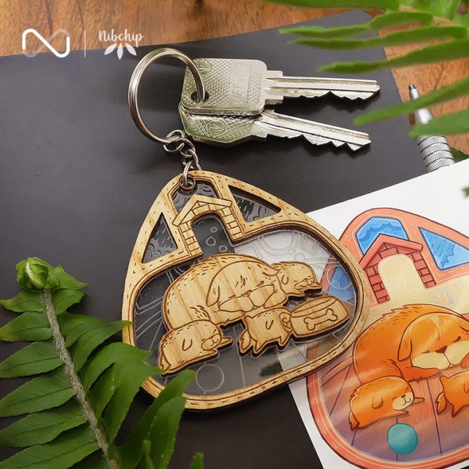 dog sweet home wooden keychain lifestyle