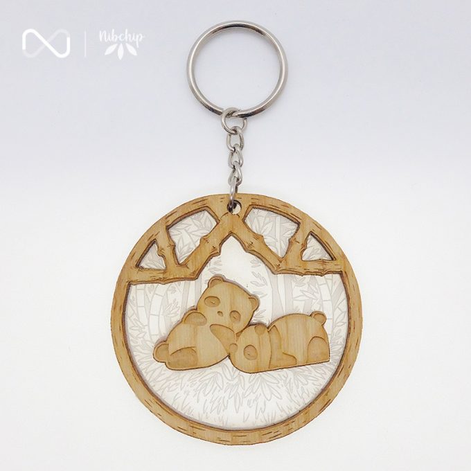 panda brothers wooden keychain front