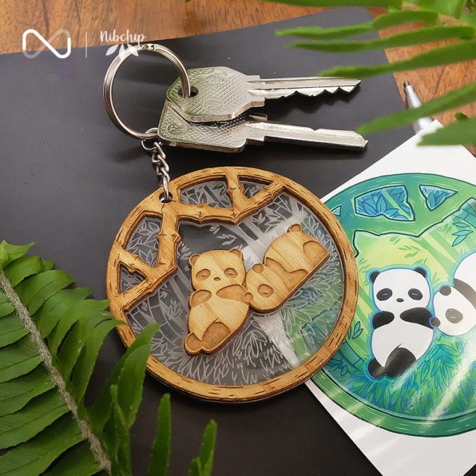 panda brothers wooden keychain lifestyle