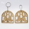raccoon family wooden keychain front and back topview